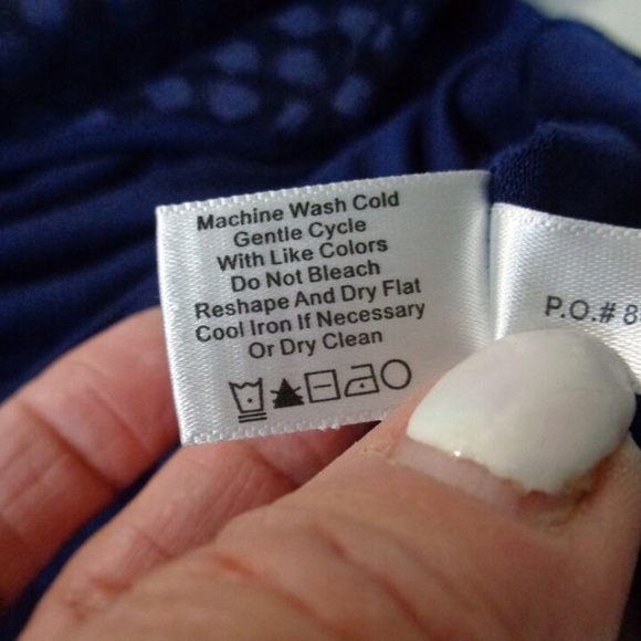 VINTAGE BOSTON PROPER BLUE POLKA-DOT LACE BODICE FITTED WAIST TOP BACK ZIP S - Picture 6 of 6